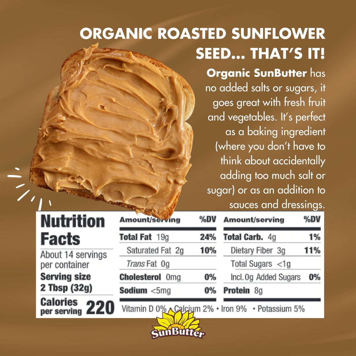SunButter roasted seeds rich flavor jar enhances savory sandwiches.