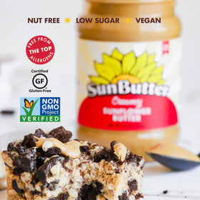 SunButter spread beside snack setup for allergy-friendly snacking.