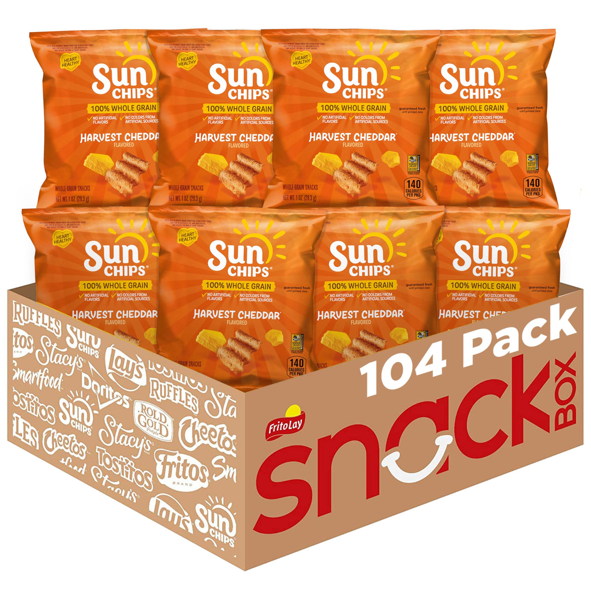 SunChips Harvest Cheddar bag 1oz offers convenient whole grain snacking on the go.