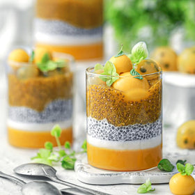 Suncore Foods chia seeds dessert mix, helps create creamy desserts and puddings.