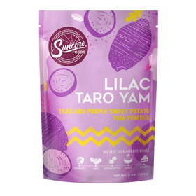 Suncore Foods Lilac Taro Yam Powder packaging in a resealable pouch for easy storage.