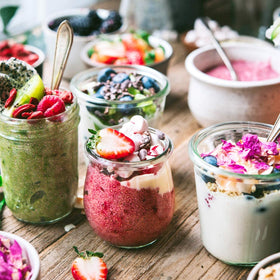 Suncore Foods chia seeds in a smoothie glass for quick thickening and nutrition.