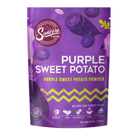 Suncore Foods Purple Sweet Potato Powder packaging shows vibrant color for breakfast bowls.