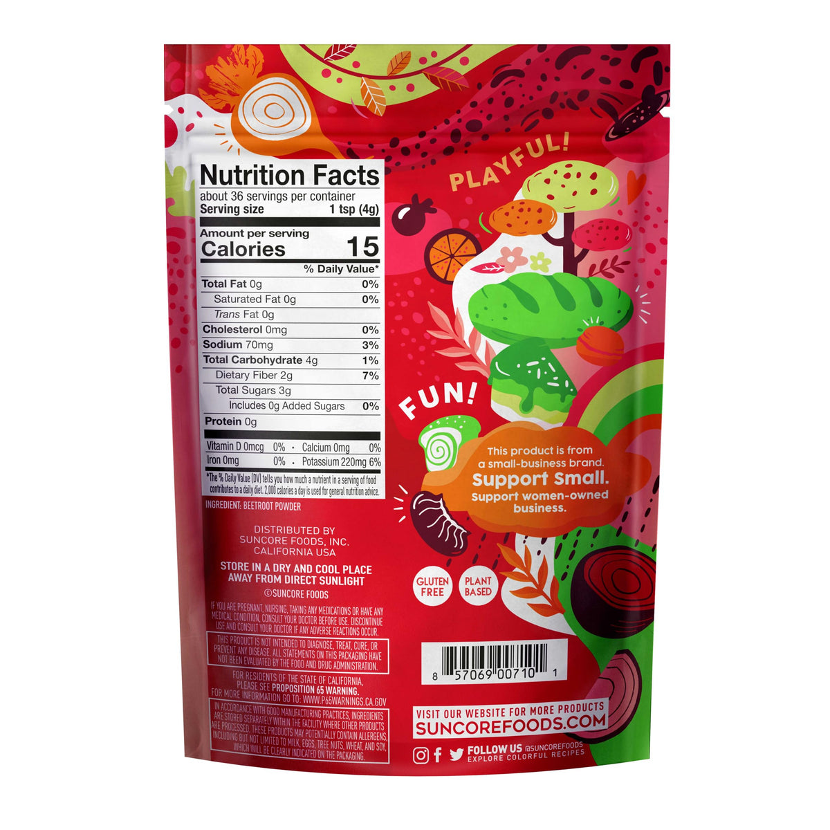 Suncore Foods Red Beet Powder scoop demonstrates easy portioning for quick color boosts.