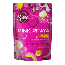Suncore Foods Pink Pitaya Powder jar front view for natural food coloring in recipes