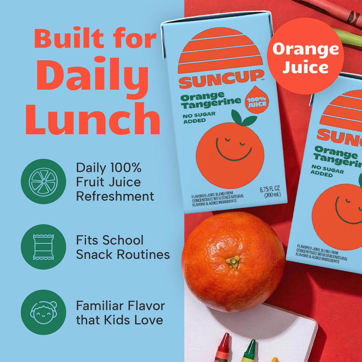 SunCup juice box with attached straw, perfect for on-the-go hydration.