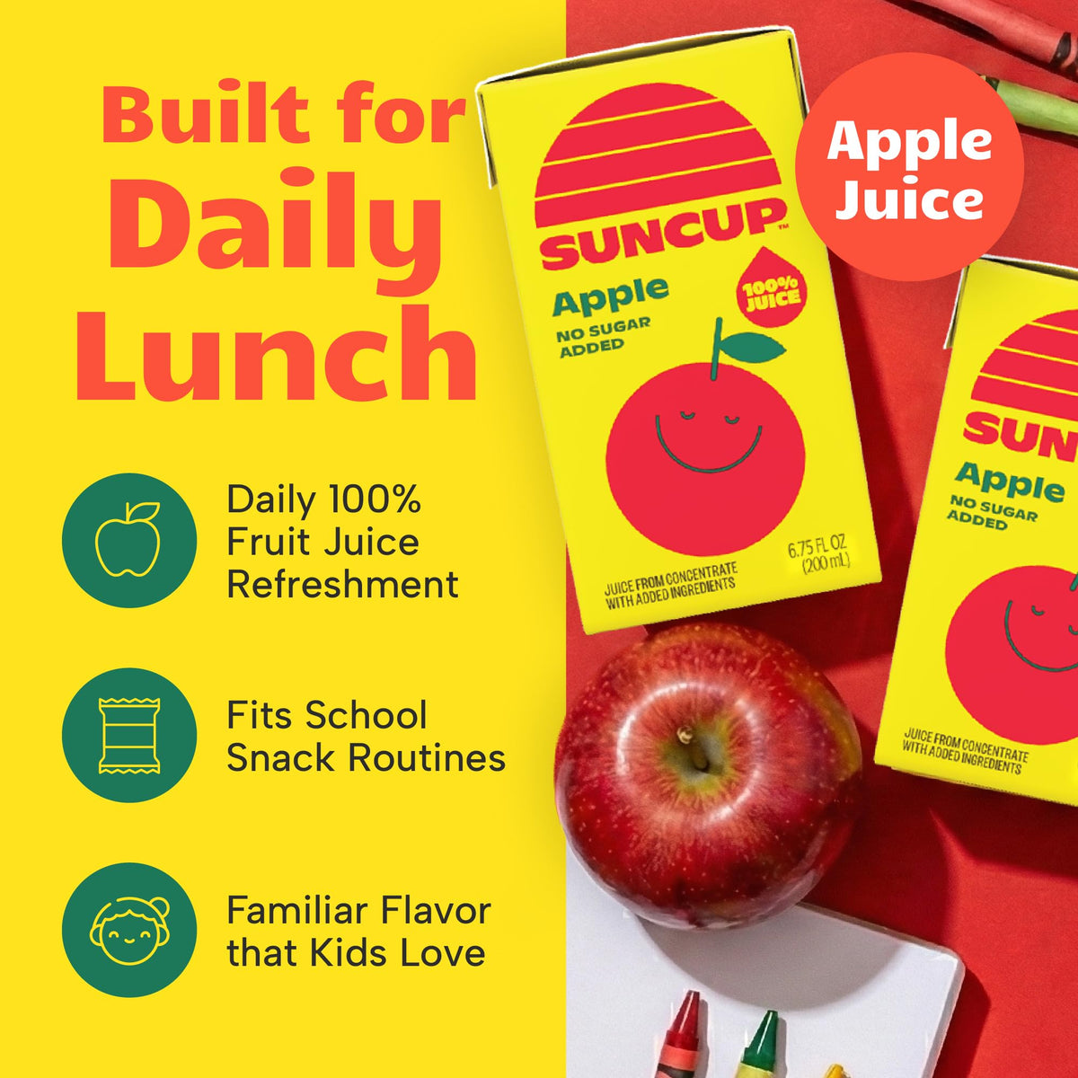 SunCup in a classroom scene, a trusted school juice option