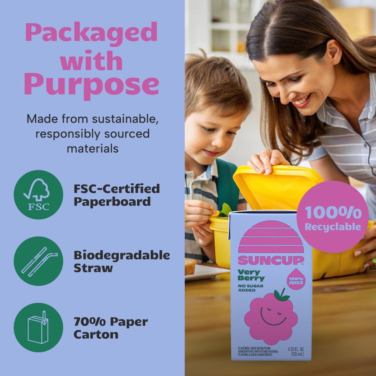 SunCup compostable straw inside carton for eco-friendliness.