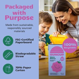 SunCup compostable straw inside carton for eco-friendliness.