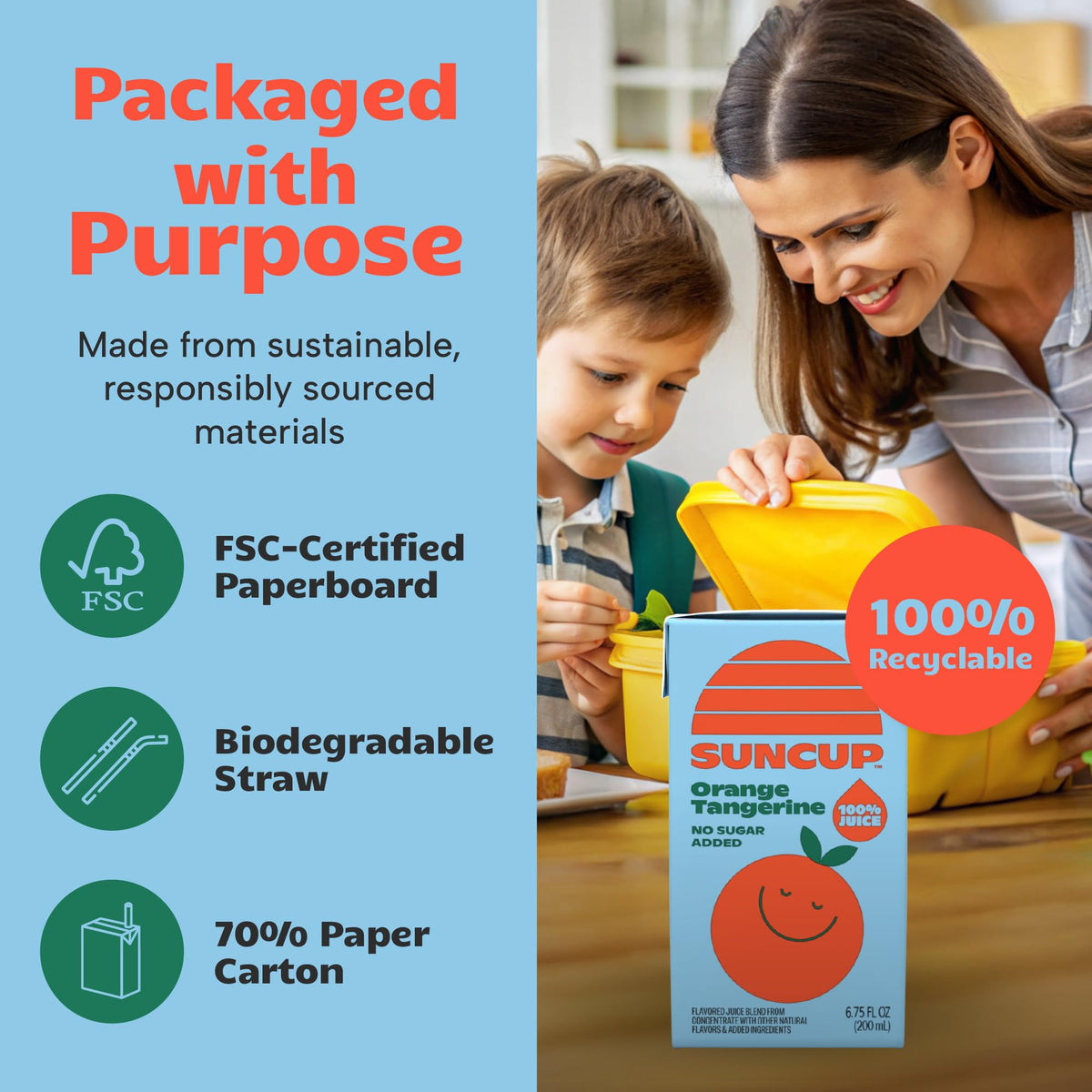 SunCup 6.75 oz box with straw for kids' lunches.