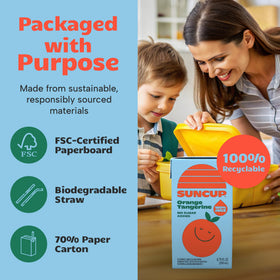 SunCup 6.75 oz box with straw for kids' lunches.