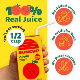 Suncup juice box with attached straw for mess-free sipping.