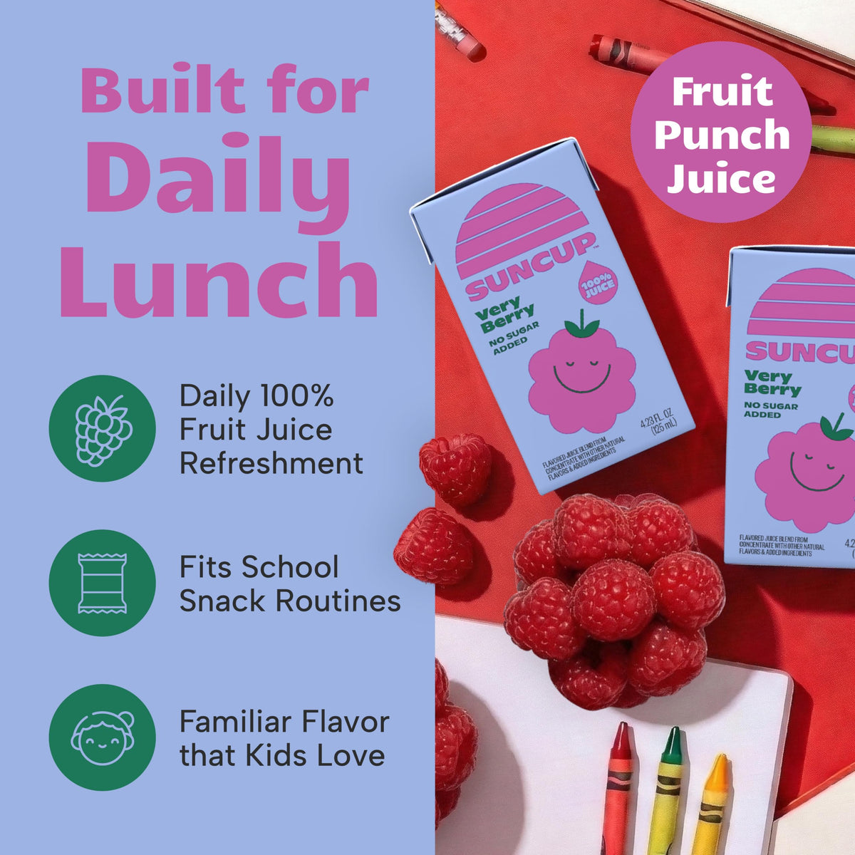 SunCup school-packaging on lunchbox, easy for teachers and parents.