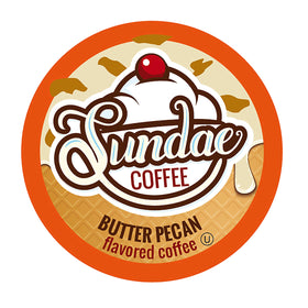 Sundae Coffee Butter Pecan pods pack showing flavor and zero-calorie appeal