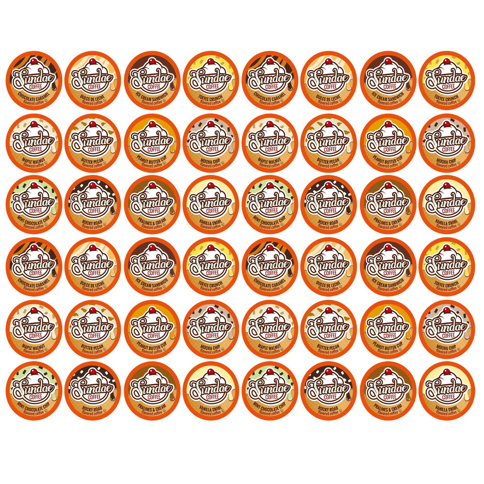 Sundae Ice Cream flavored pods pack showing flavor variety for playful mornings.