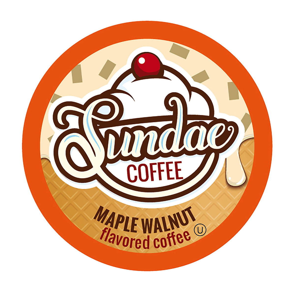 Sundae Maple Walnut coffee pod packaging on display.