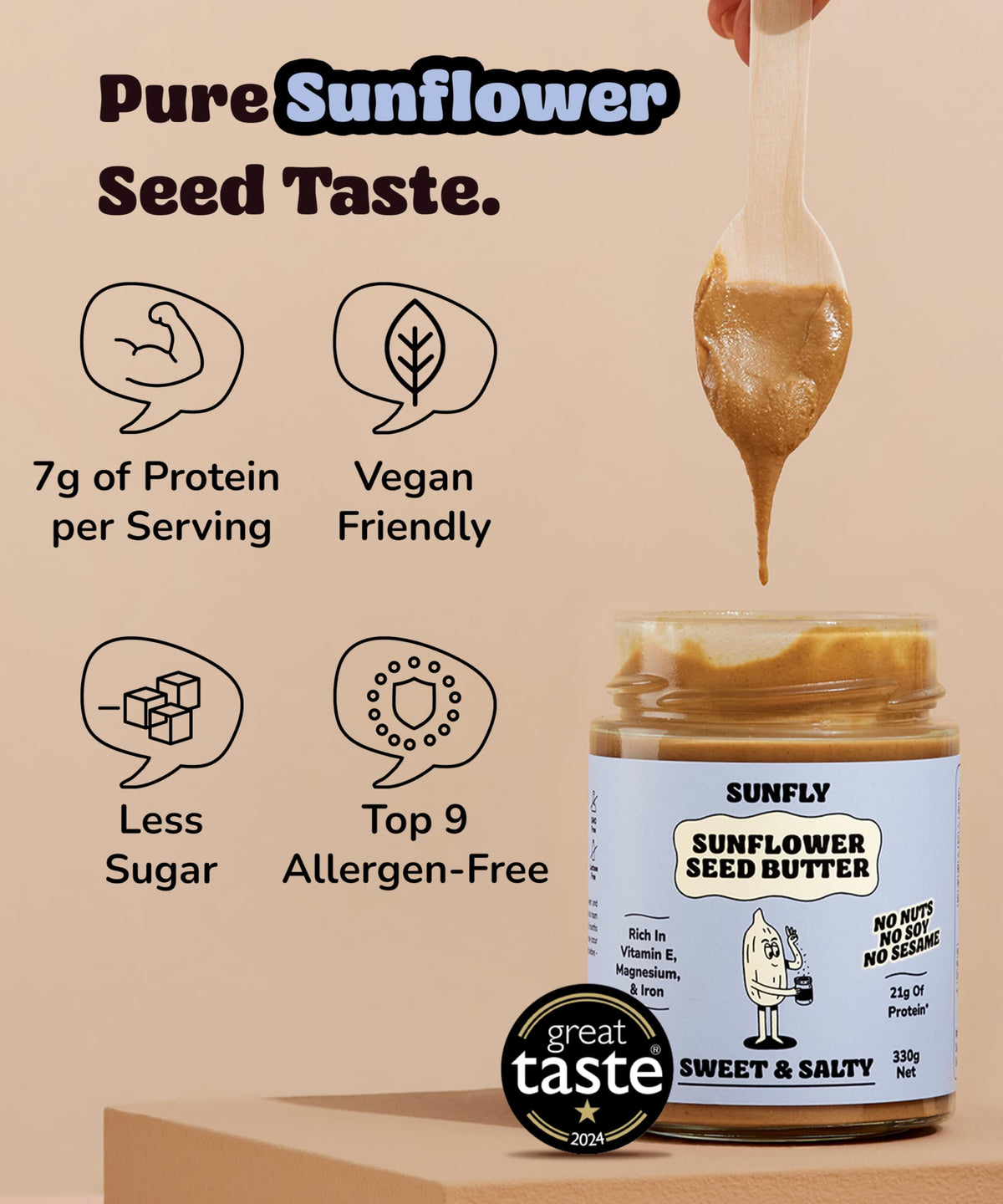 Sunfly Sunflower Butter on toast shows a versatile plant-based topping.