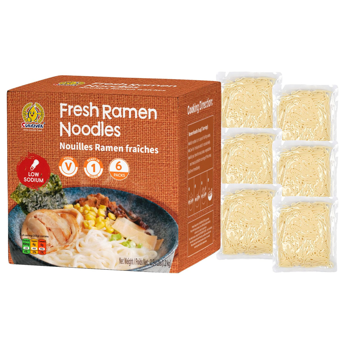 SUNGIVEN Fresh Ramen Noodles pack front for quick, convenient weeknight meals.
