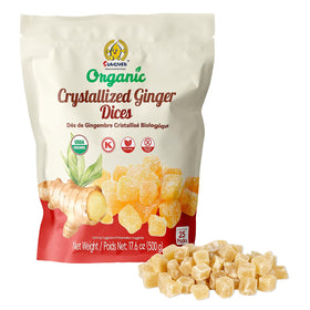 SUNGIVEN Organic crystallized ginger dices candy box with 25 packets for on-the-go snacking
