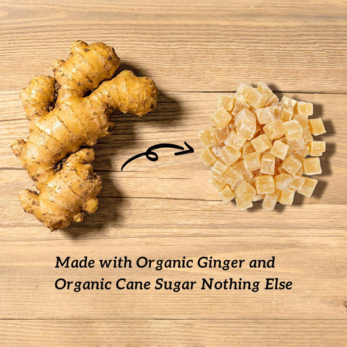 SUNGIVEN crystallized ginger dices candy dissolving in tea for a warming moment