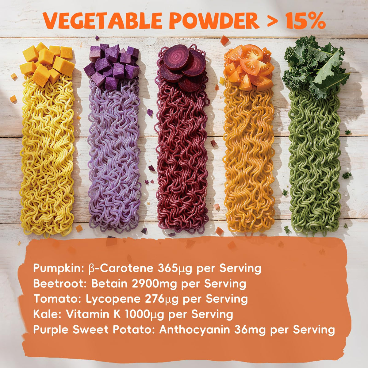 SUNGIVEN non-fried noodles with real vegetable powders for wholesome flavor.