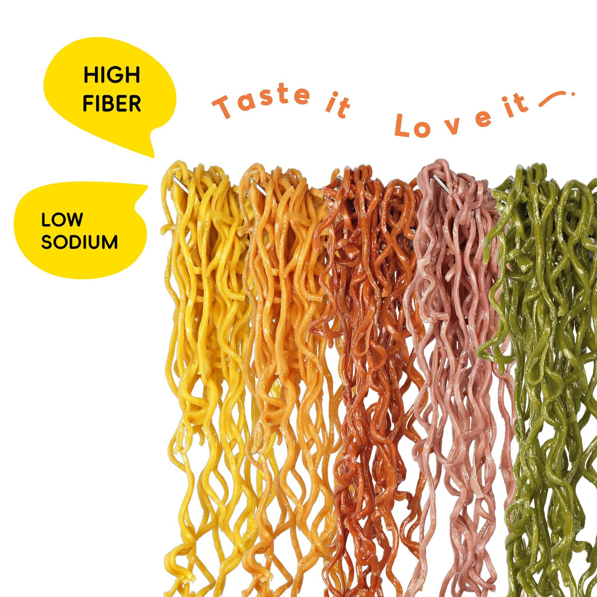 SUNGIVEN ramen with over 15% vegetable powder; vibrant color and nutrition.
