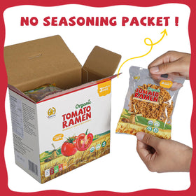 SUNGIVEN ramen tomato uncooked pack on counter with clean label.