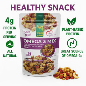 Sunhill Naturals Omega-3 Deluxe Mix serving in a bowl highlighting crunch and color