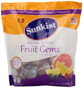 Sunkist Fruit Gems packaging, resealable bag for easy snacking.