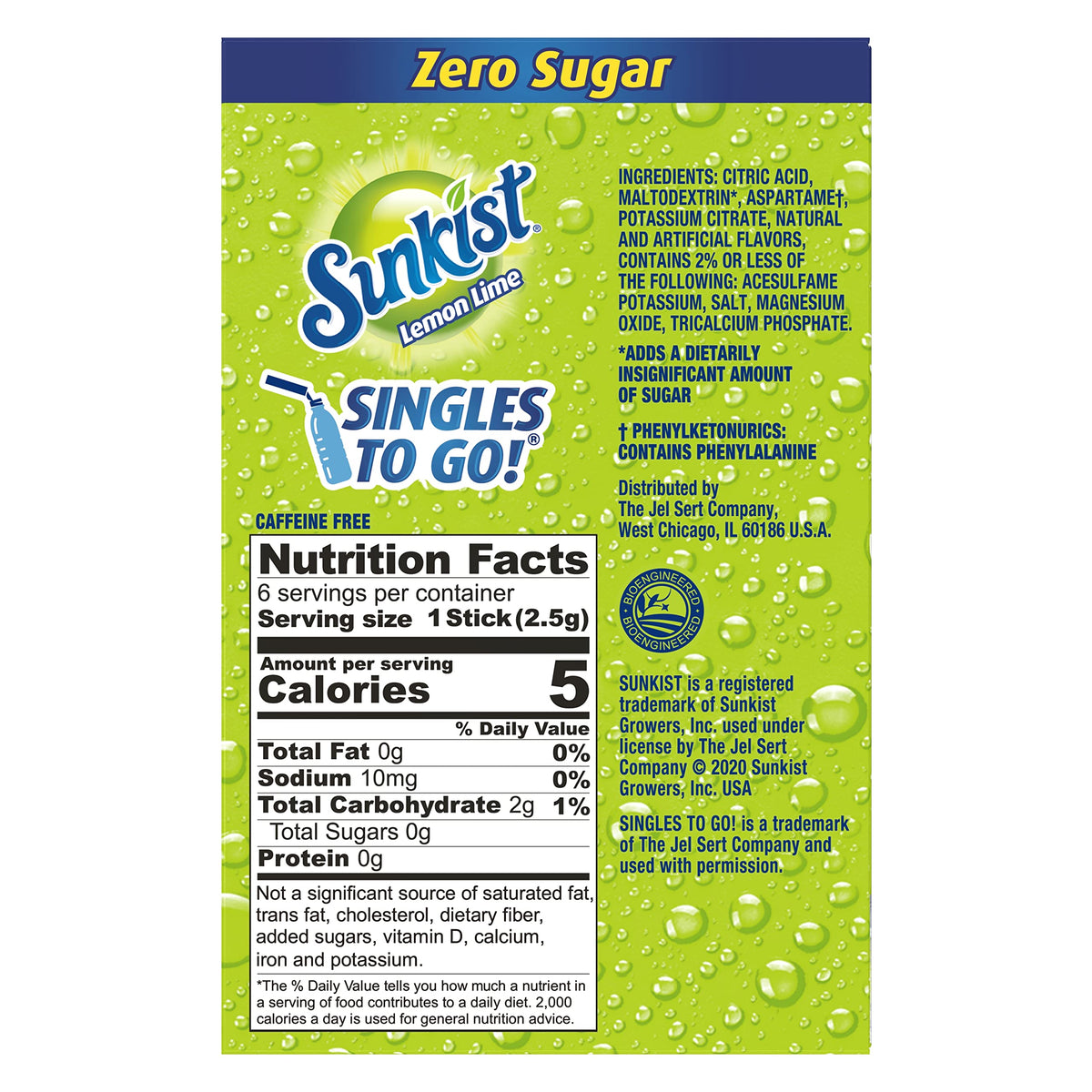 Sunkist Singles To Go box packaging showing six-pack convenience