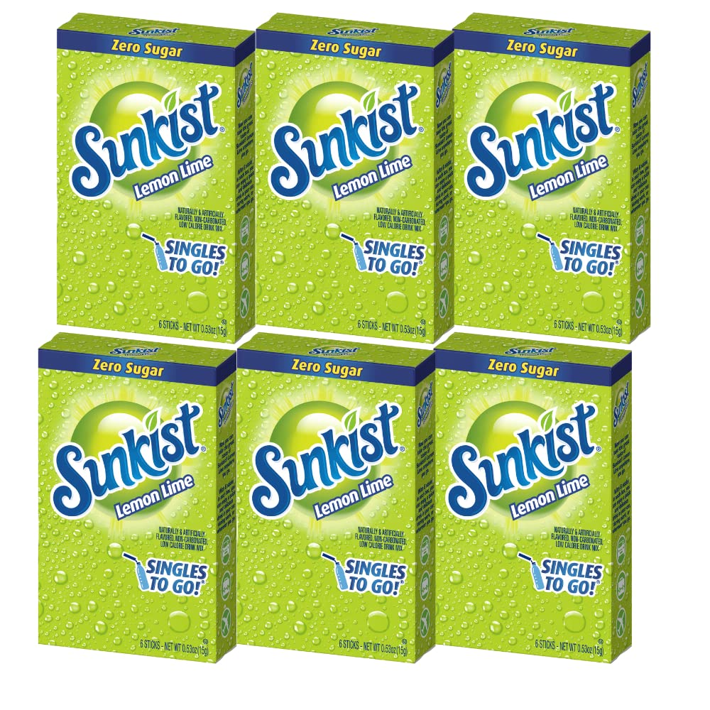 Sunkist Singles To Go lemon-lime packets for easy on-the-go flavor