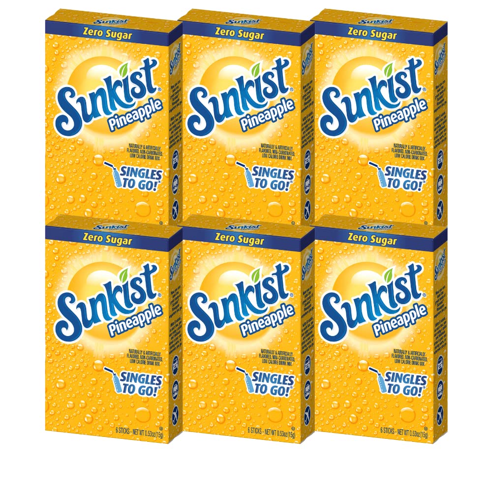 Sunkist Singles-To-Go pineapple packet for quick, sugar-free flavor on the go.