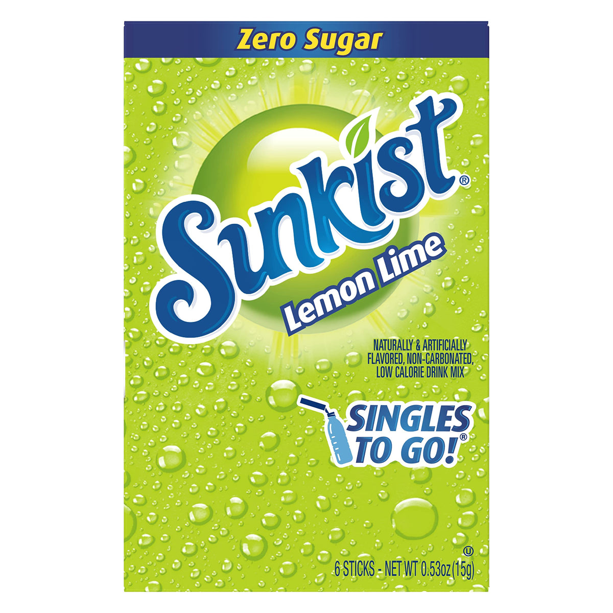 Sunkist Singles To Go zero sugar label on packets