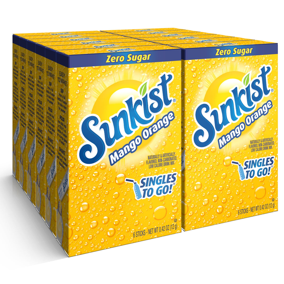 SINGLES TO GO! Sunkist Mango Orange packet ready to flavor water on the go