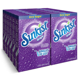 Sunkist Soda Singles To Go boxes show 72 servings for on the go flavor.