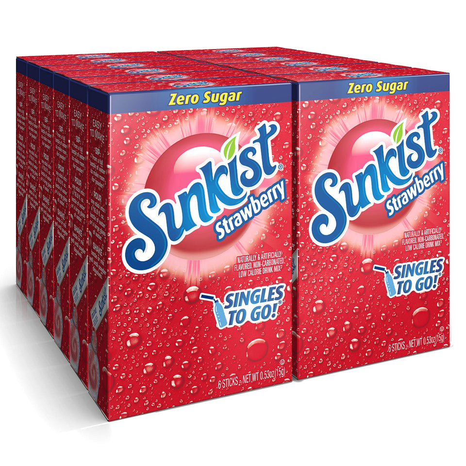 Sunkist Soda Singles To Go Strawberry packet for on-the-go flavor boost