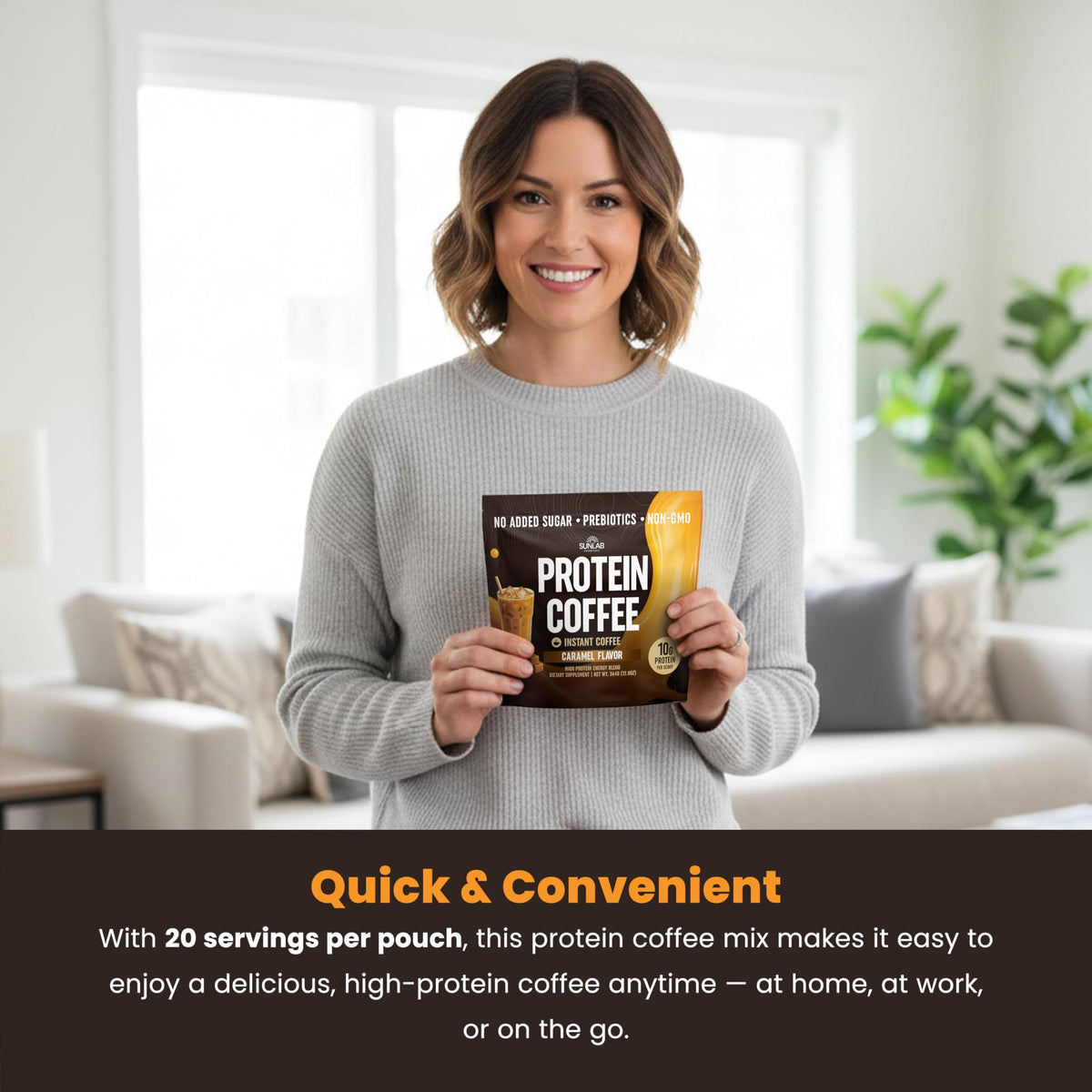SunLab Essentials caramel protein coffee morning latte inspiration