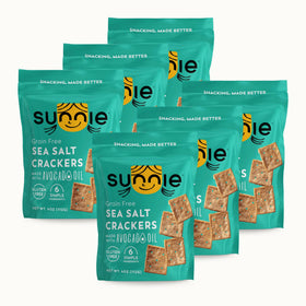 Sunnie gluten-free crackers sea salt top view, crisp and savory.