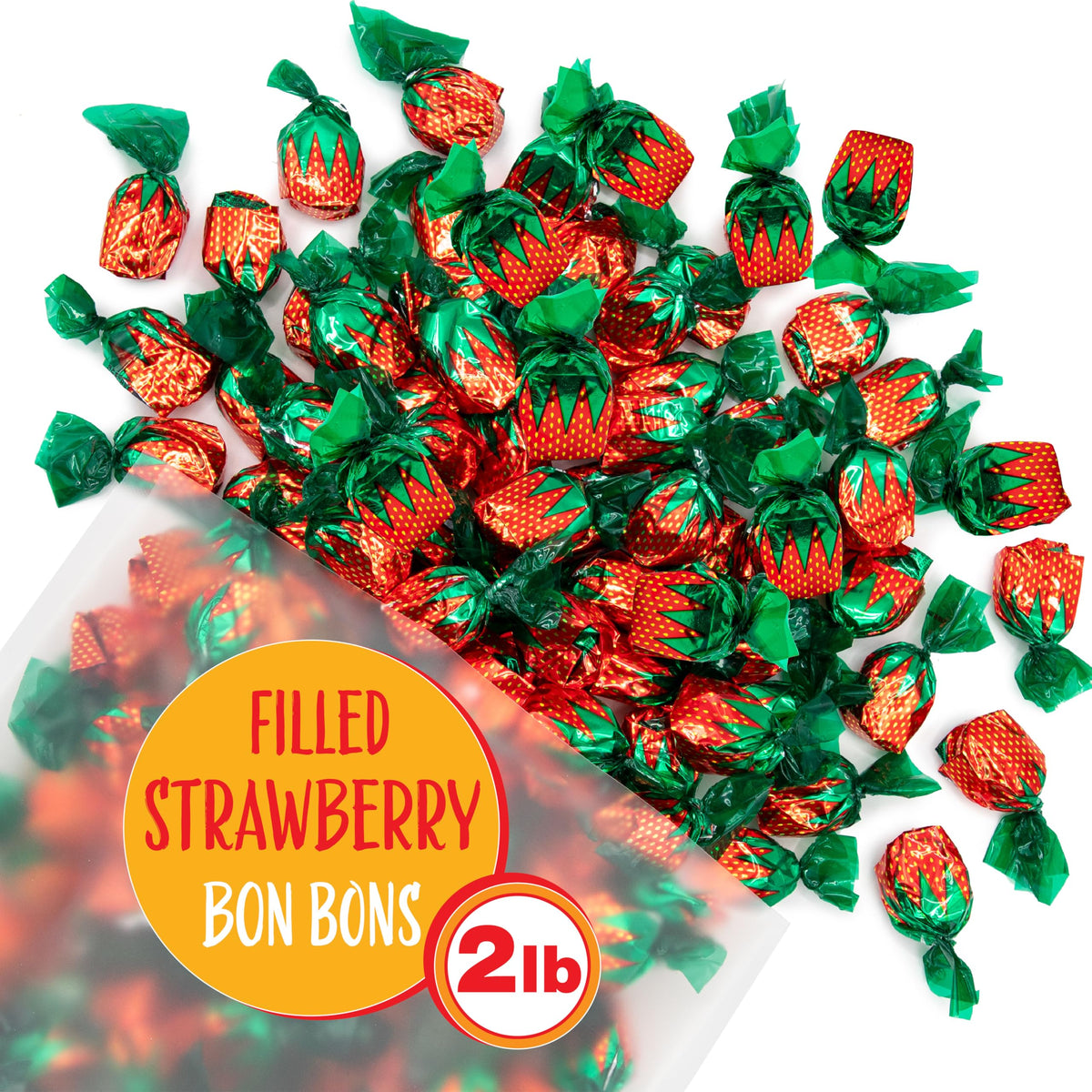 Sunny Island Arcor Strawberry Bon Bons hard candy with soft center for candy dishes.