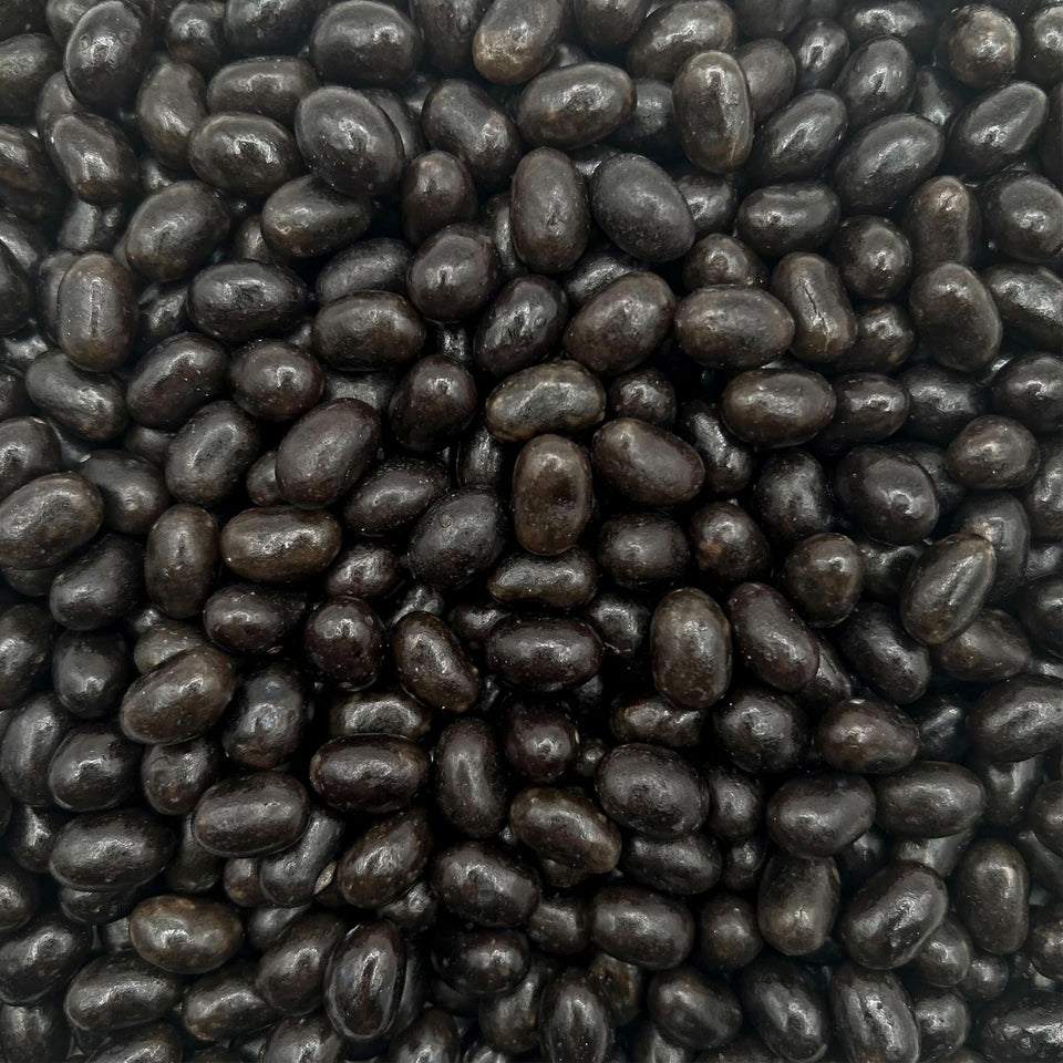 Sunny Island Black Licorice Jelly Beans in a bulk 3-pound bag for sharing.