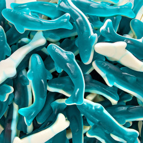 Sunny Island Blue Sharks Gummy Candy bag ready for sharing at parties