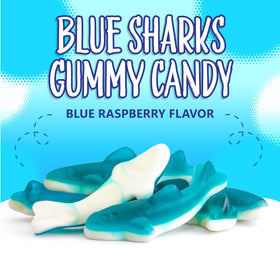 Sunny Island Blue Sharks gummy candy blue raspberry top and marshmallow bottom