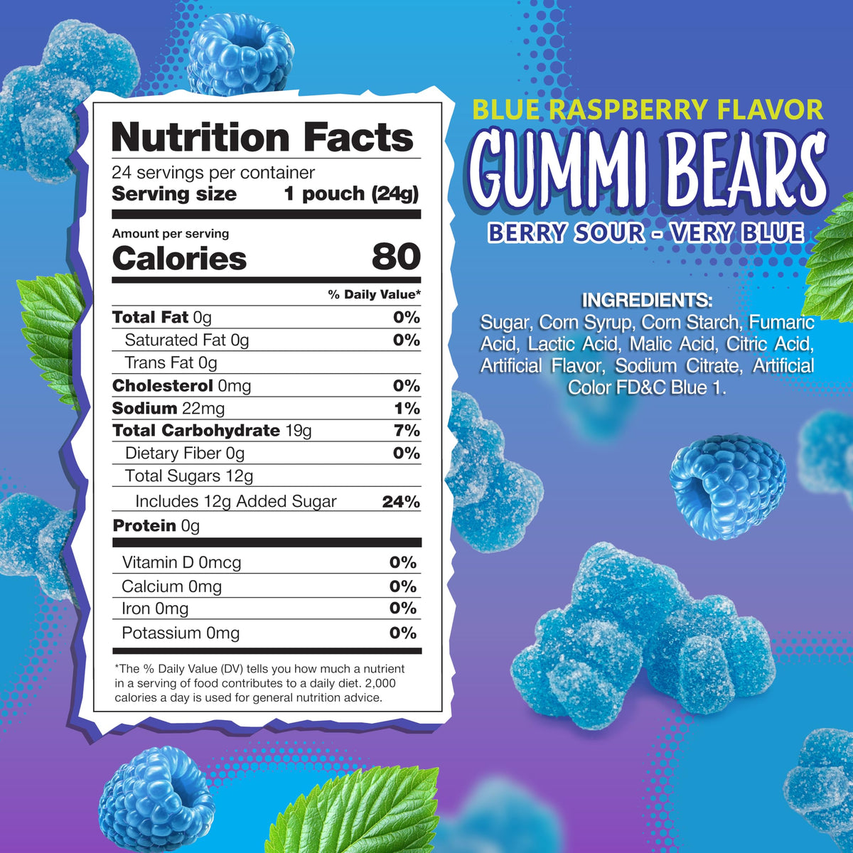 Sunny Island blue sour gummies packaging highlights bold flavor for buffets and treat bags