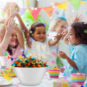 Sunny Island Candy buffet display gummies create a cheerful centerpiece and easy refills.