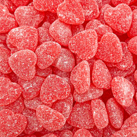 Sunny Island Candy Hearts 2lb bag front view, rich cherry flavor for eye-catching displays.