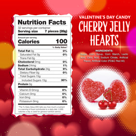 Sunny Island Candy Hearts glossy red jar display, showcasing the chewy jelly texture for buffets.