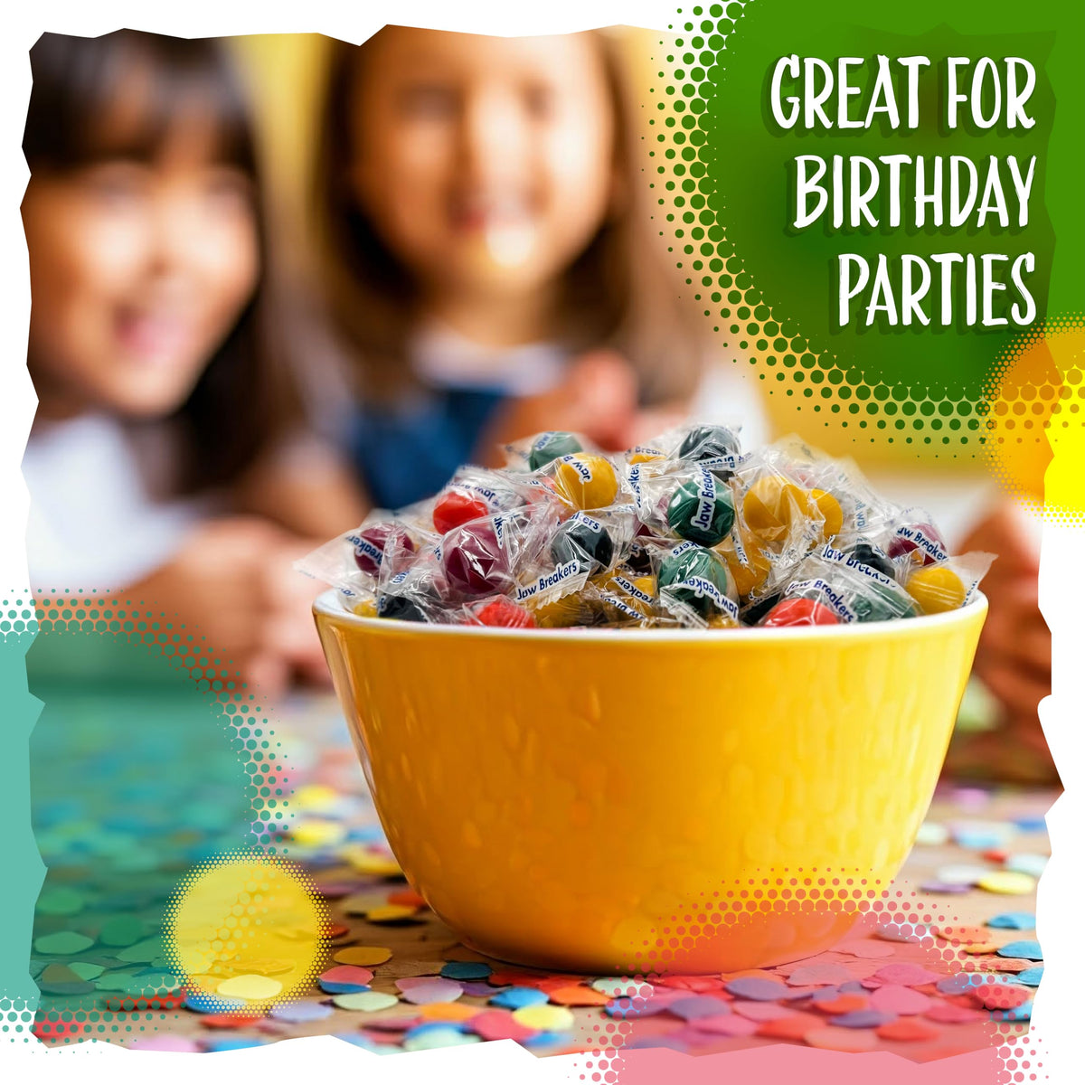 Sunny Island cherry-orange-lemon-lime-grape candies in colors for vibrant dessert tables.