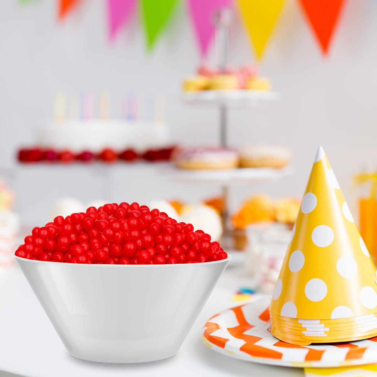 Sunny Island Cherry Sours candy bowl shot emphasizes easy sharing and party-ready treats.