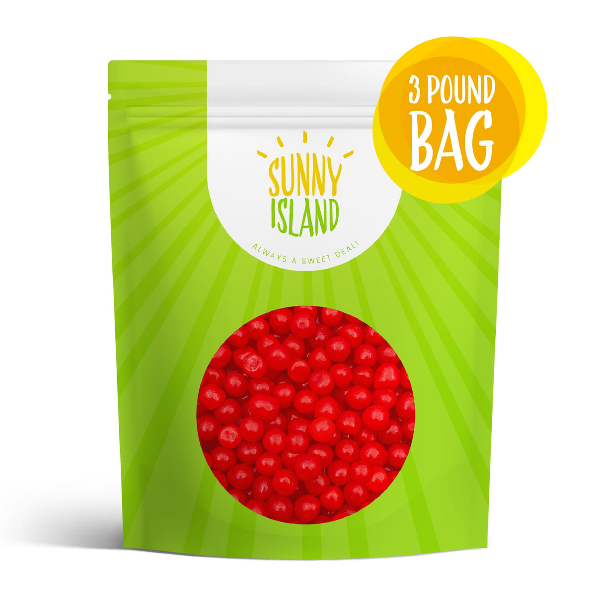 Sunny Island Cherry Sours closeup piece shows juicy, tangy centers ideal for snacking.