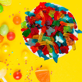 Sunny Island Colorful gummies bulk bag simplifies party planning and snacking.